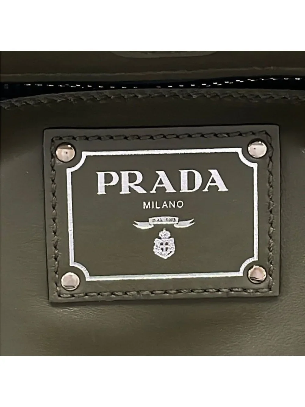 Prada Tote Khaki Black Leather